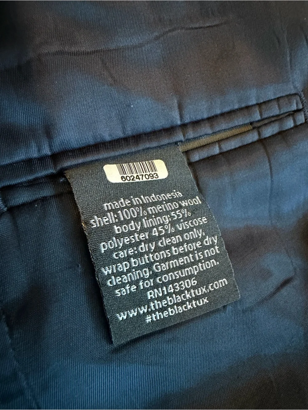 The Blk Tux Tollegno 1900 Navy Blazer Jacket Sport Coat Merino Wool Size 36R Men
